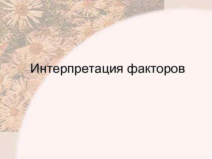 Интерпретация факторов 