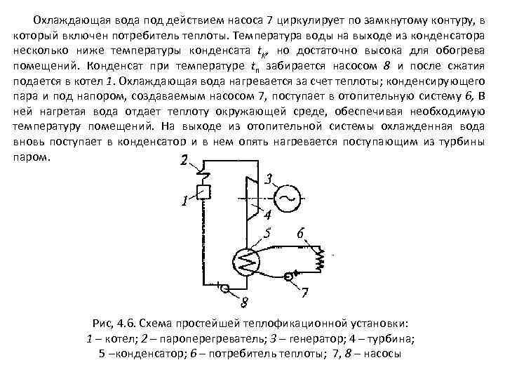Охлаждающая вода под действием насоса 7 циркулирует по замкнутому контуру, в который включен потребитель