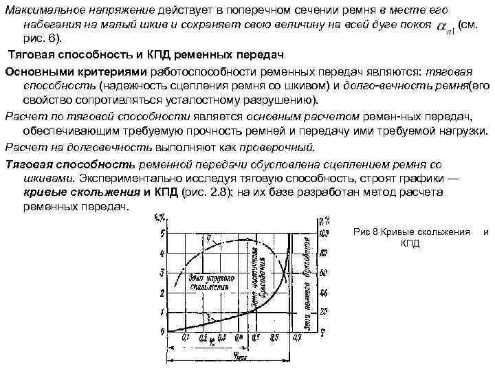 Максимальное напряжение действует в поперечном сечении ремня в месте его набегания на малый шкив