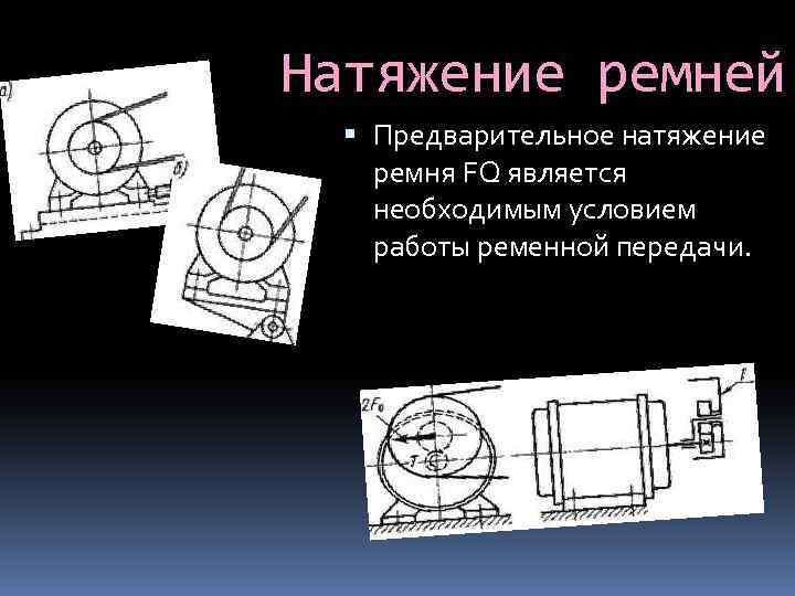 Натяжение ремней Предварительное натяжение ремня FQ является необходимым условием работы ременной передачи. 