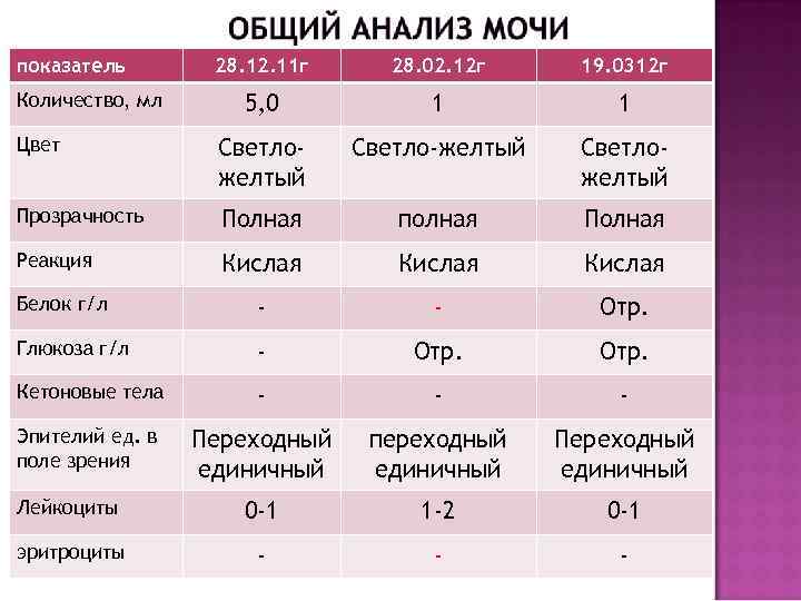 показатель 28. 12. 11 г 28. 02. 12 г 19. 0312 г 5, 0