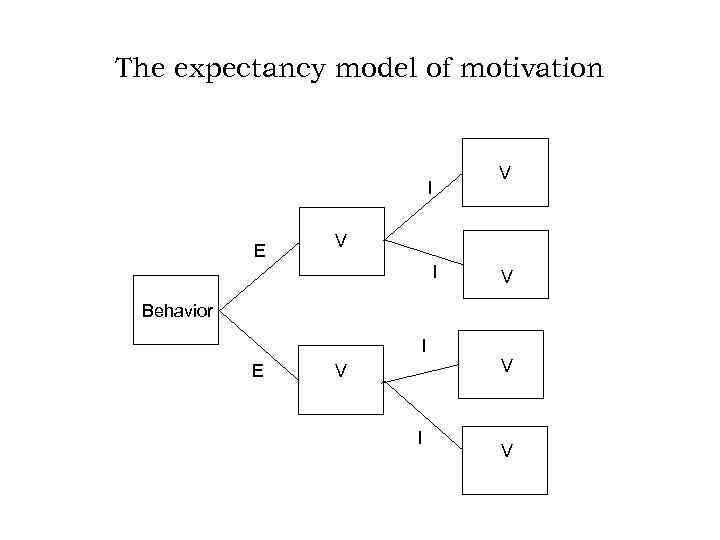 The expectancy model of motivation I E V V I V Behavior I E