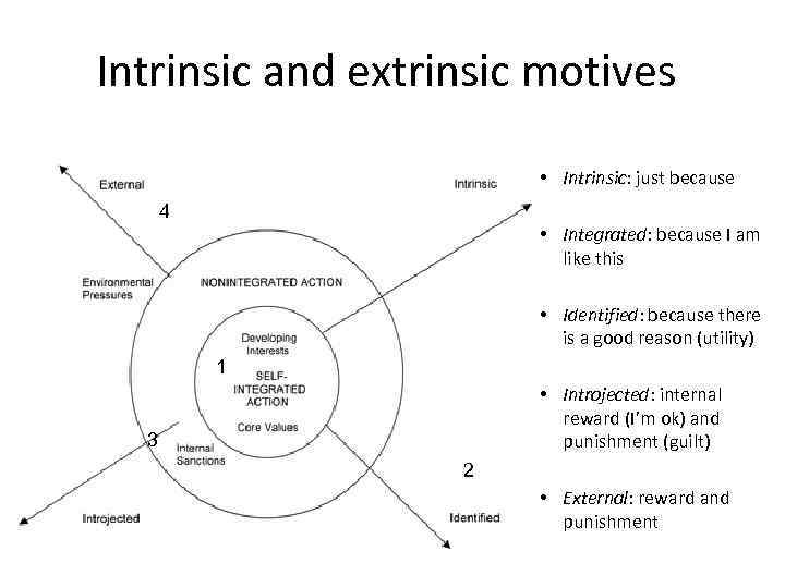 Intrinsic and extrinsic motives • Intrinsic: just because 4 • Integrated: because I am