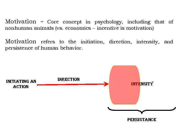 Motivation = Core concept in psychology, including that of nonhuman animals (vs. economics –