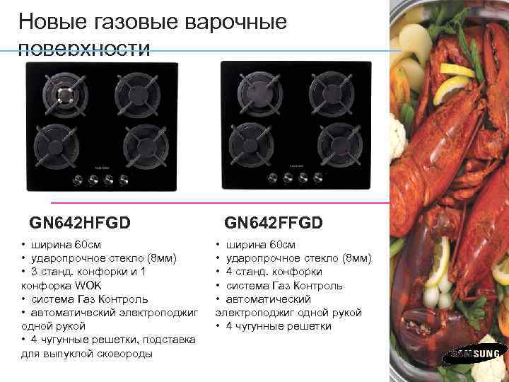 Новые газовые варочные поверхности GN 642 HFGD • ширина 60 см • ударопрочное стекло