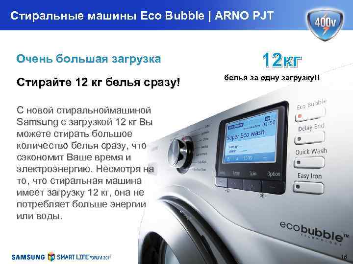 Стиральные машины Eco Bubble | ARNO PJT Очень большая загрузка Стирайте 12 кг белья