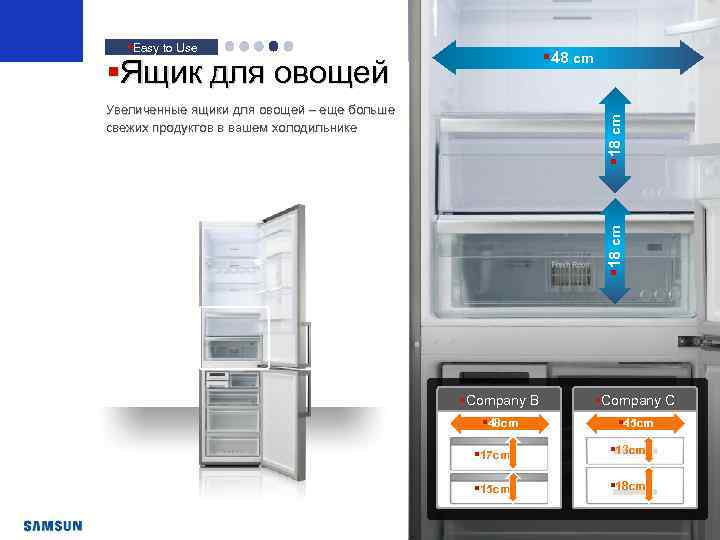 §Easy to Use § 48 cm §Ящик для овощей § 18 cm Увеличенные ящики