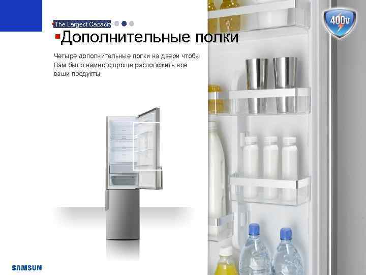 §The Largest Capacity §Дополнительные полки Четыре дополнительные полки на двери чтобы Вам было намного