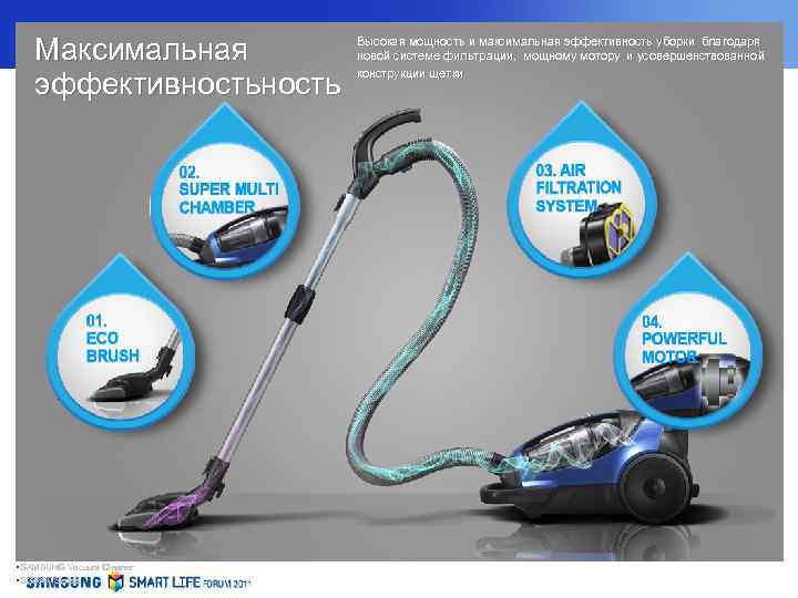 Максимальная эффективность §SAMSUNG Vacuum Cleaner §SC 8800 Series Высокая мощность и максимальная эффективность уборки