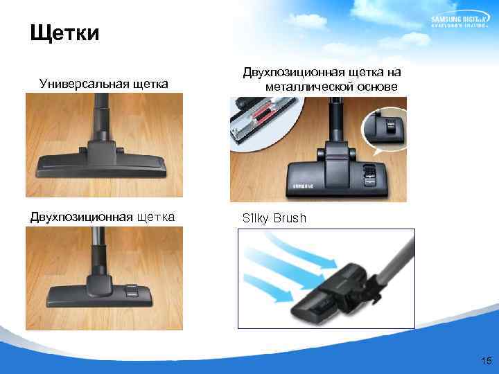  Щетки Универсальная щетка Двухпозиционная щеткa Двухпозиционная щетка на металлической основе Silky Brush 15