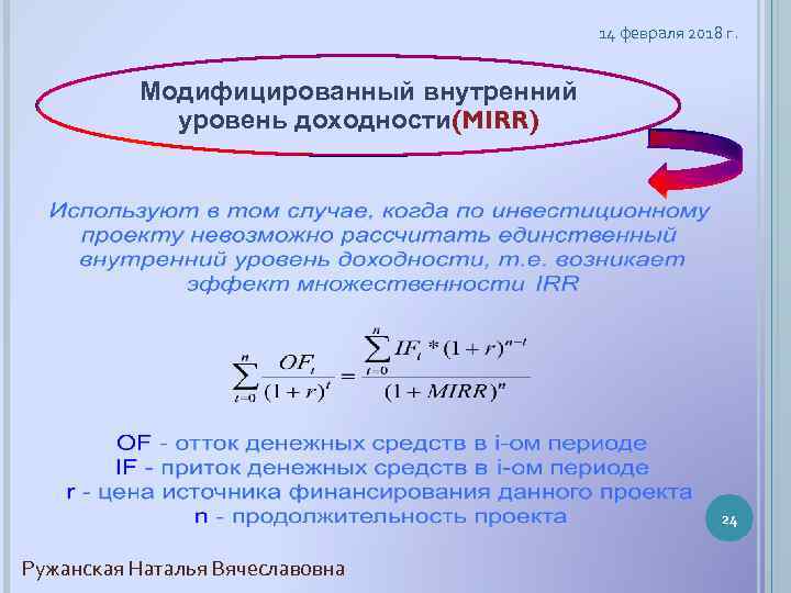 Mirr инвестиционного проекта