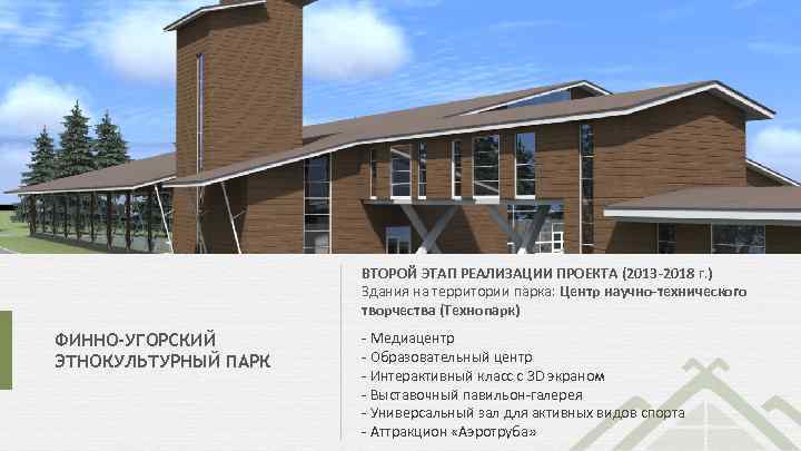 ВТОРОЙ ЭТАП РЕАЛИЗАЦИИ ПРОЕКТА (2013 -2018 г. ) Здания на территории парка: Центр научно-технического
