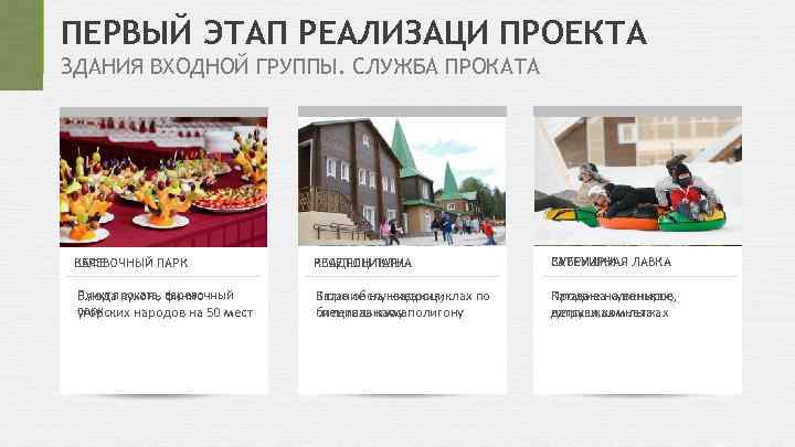 ПЕРВЫЙ ЭТАП РЕАЛИЗАЦИ ПРОЕКТА ЗДАНИЯ ВХОДНОЙ ГРУППЫ. СЛУЖБА ПРОКАТА ВЕРЕВОЧНЫЙ ПАРК КАФЕ КВАДРОЦИКЛЫ РЕСЕПШН