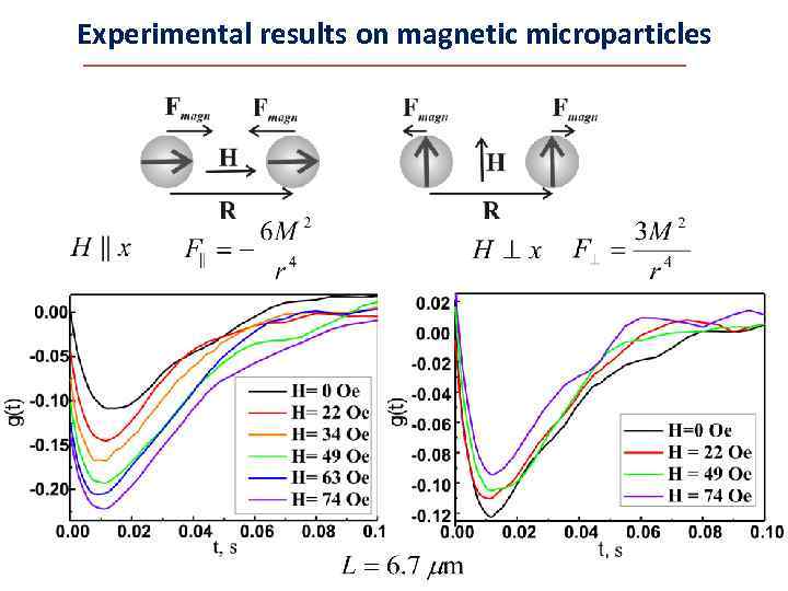 Experimental results on magnetic microparticles 