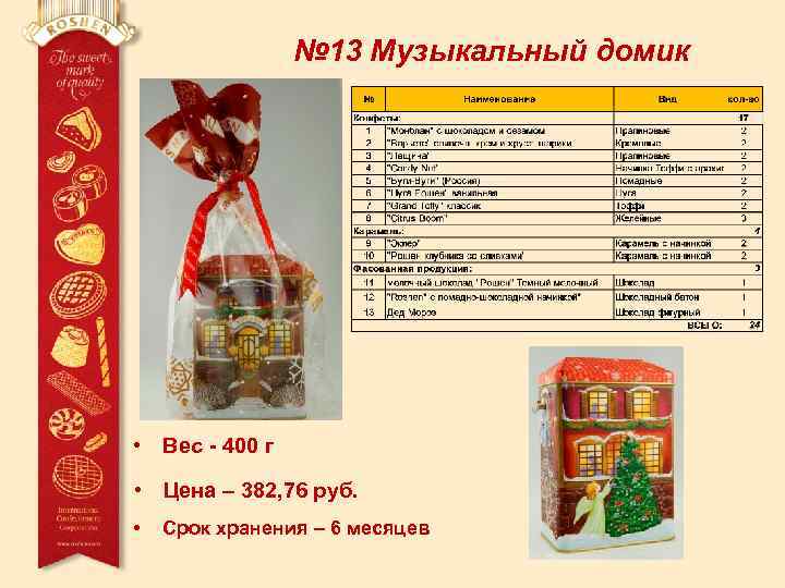 № 13 Музыкальный домик • Вес - 400 г • Цена – 382, 76