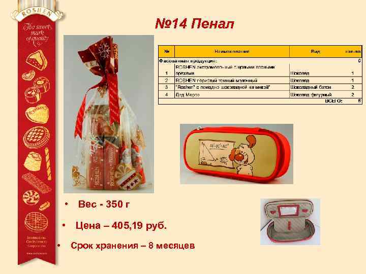 № 14 Пенал • Вес - 350 г • Цена – 405, 19 руб.