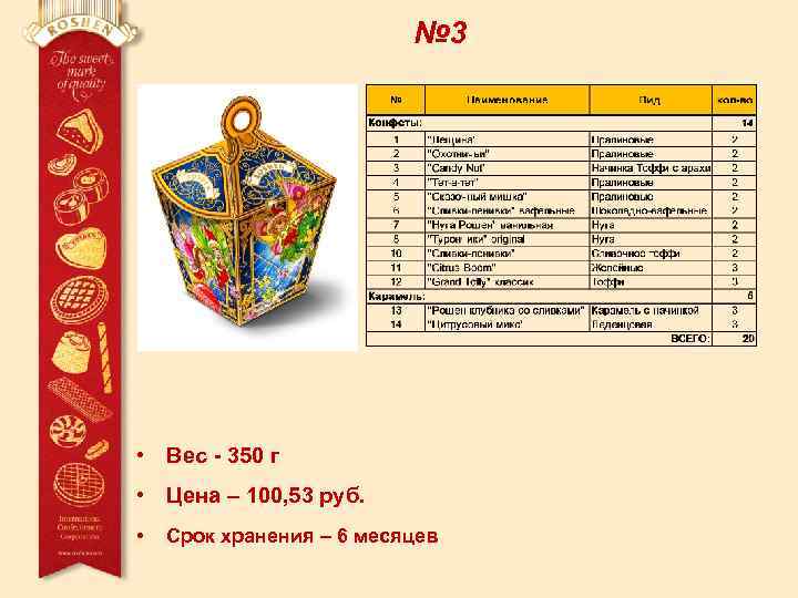 № 3 • Вес - 350 г • Цена – 100, 53 руб. •