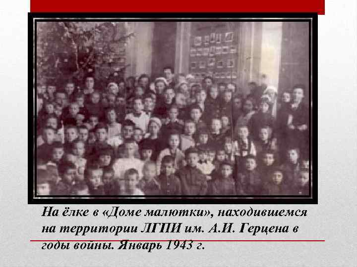 На ёлке в «Доме малютки» , находившемся на территории ЛГПИ им. А. И. Герцена