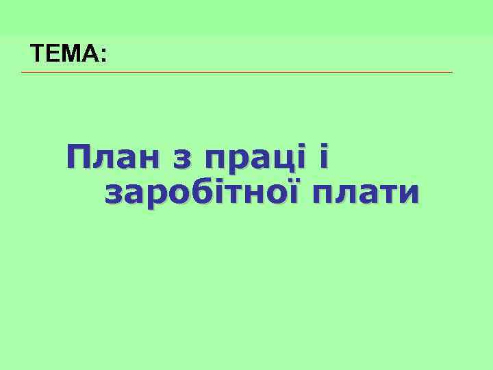 ТЕМА: План з праці і заробітної плати ТЕМА: План з праці і заробітної плати