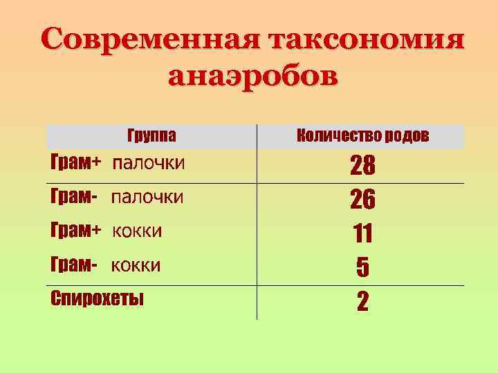 Современная таксономия анаэробов 