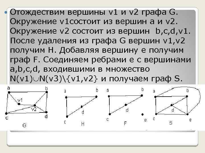 В графе 2 вершины. Окружение вершин графа. Отождествить вершины графа. Подграф графа g. Окружение вершины в графе.