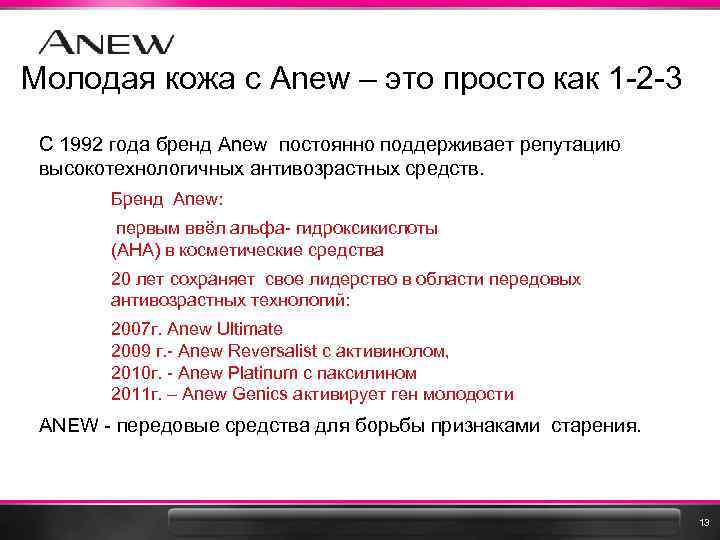 Молодая кожа с Anew – это просто как 1 -2 -3 С 1992 года