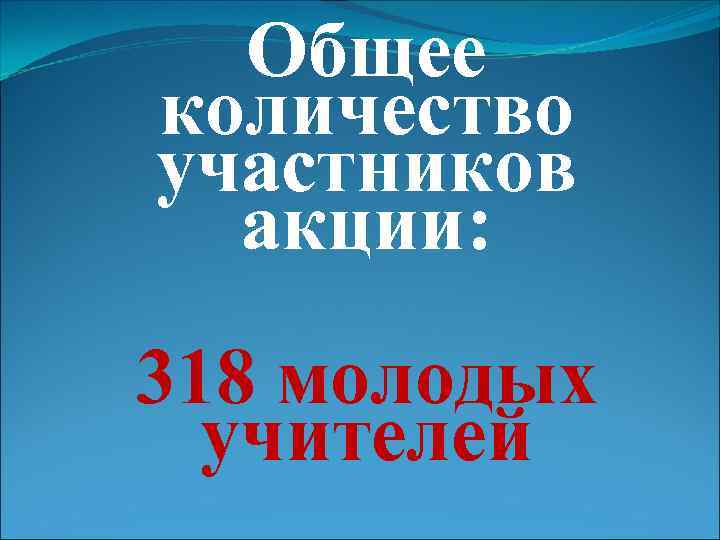Общее количество участников акции: 318 молодых учителей 