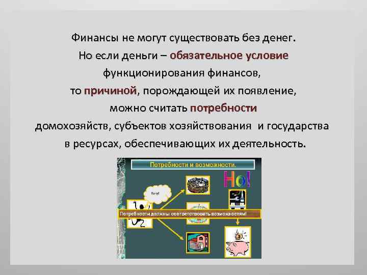 Финансы не могут существовать без денег. Но если деньги – обязательное условие функционирования финансов,