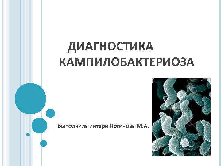 ДИАГНОСТИКА КАМПИЛОБАКТЕРИОЗА Выполнила интерн Логинова М. А. 