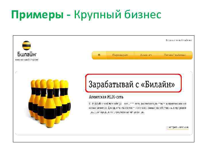 Примеры - Крупный бизнес 