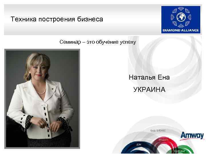 Техника построения бизнеса Семинар – это обучение успеху Наталья Ена УКРАИНА 