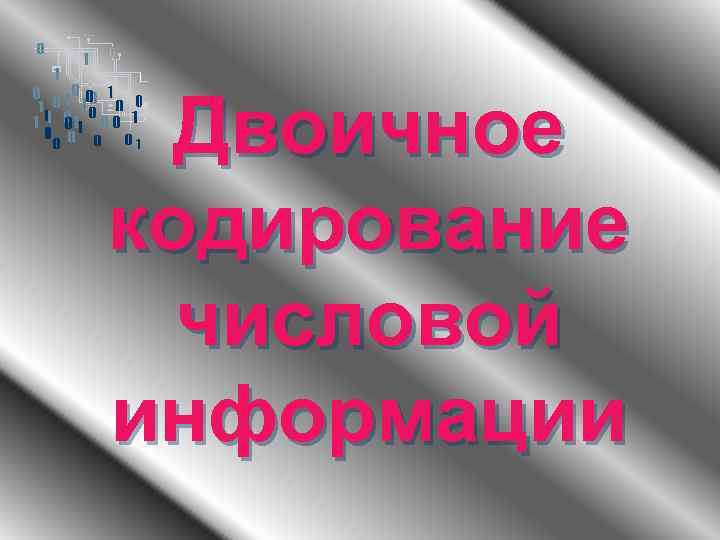 Двоичное кодирование числовой информации 