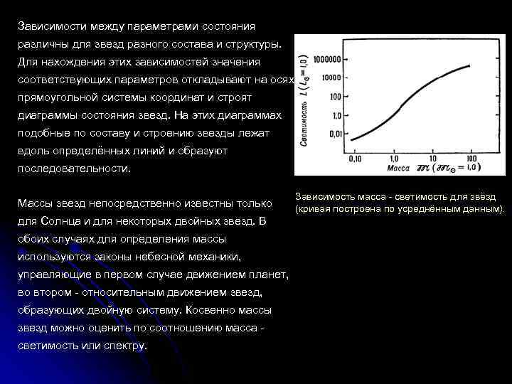 Зависимости между параметрами состояния различны для звезд разного состава и структуры. Для нахождения этих