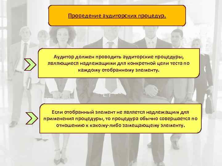 Проведение аудиторских процедур. Аудитор должен проводить аудиторские процедуры, являющиеся надлежащими для конкретной цели теста