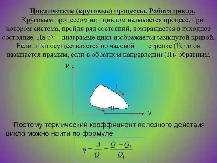 Циклические процессы работа цикла