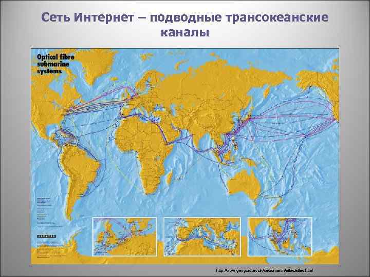 Сеть Интернет – подводные трансокеанские каналы http: //www. geog. ucl. ac. uk/casa/martin/atlas. html 