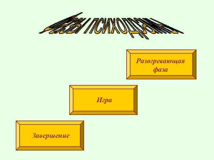 Разогревающая фаза Игра Завершение 