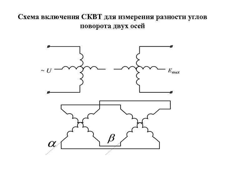 Схема включения СКВТ для измерения разности углов поворота двух осей 