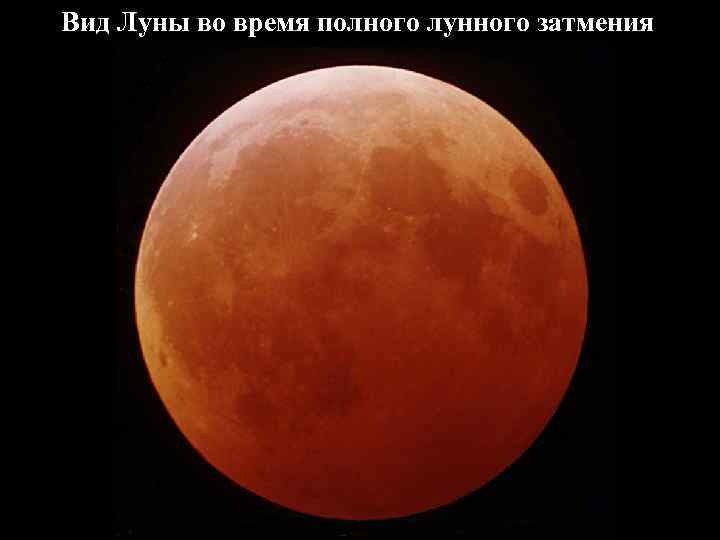 Вид Луны во время полного лунного затмения 