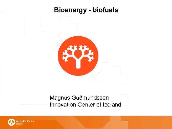 Bioenergy - biofuels Magnús Guðmundsson Innovation Center of Iceland 1 