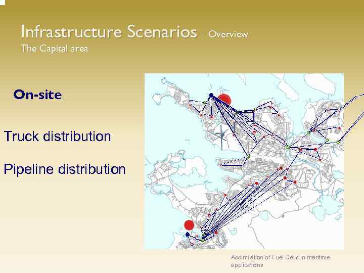 Infrastructure Scenarios – Overview The Capital area On-site Truck distribution Pipeline distribution Assimilation of