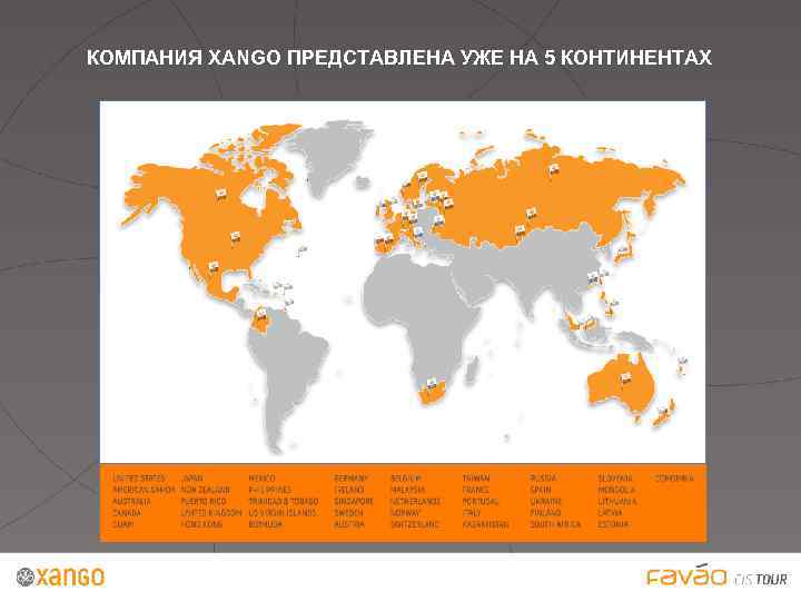КОМПАНИЯ XANGO ПРЕДСТАВЛЕНА УЖЕ НА 5 КОНТИНЕНТАХ 