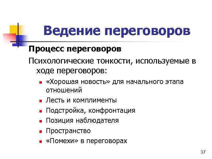 Переговорный процесс презентация