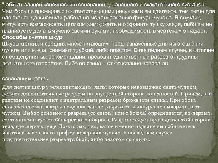 " обхват задней конечности в основании, у коленного и скакательного суставов. Чем больше промеров