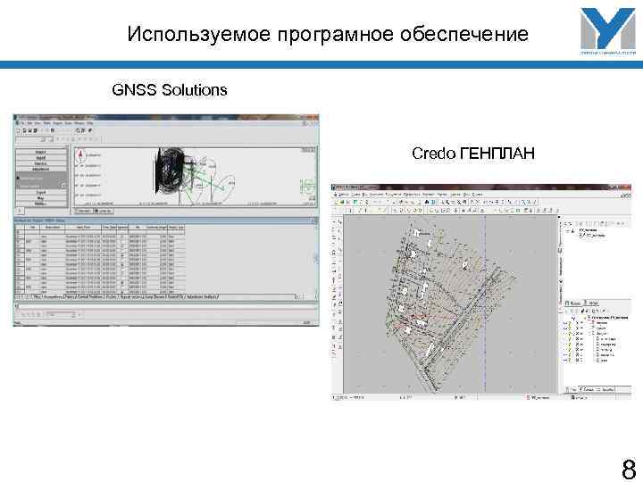  Используемое програмное обеспечение GNSS Solutions Credo ГЕНПЛАН 8 