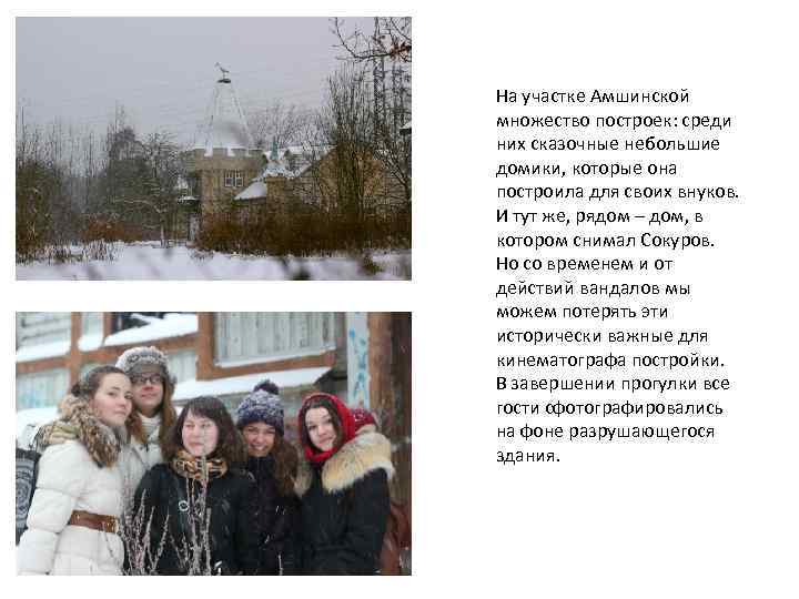 На участке Амшинской множество построек: среди них сказочные небольшие домики, которые она построила для