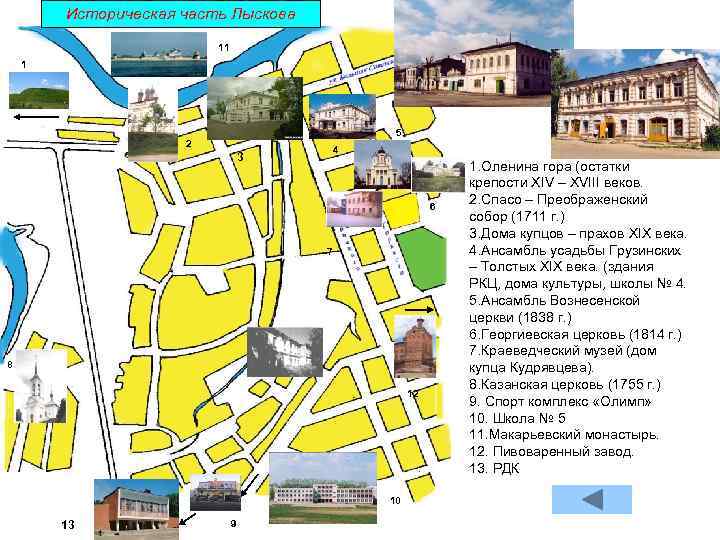 Историческая часть Лыскова 11 1 5 2 4 3 6 6 7 7 8