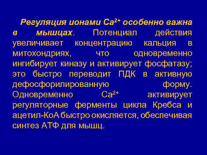 Регуляция ионами Са 2+ особенно важна в мышцах. Потенциал действия увеличивает концентрацию кальция в