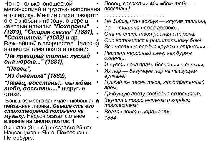  • Но не только юношеской меланхолией и грустью наполнена • его лирика. Многие