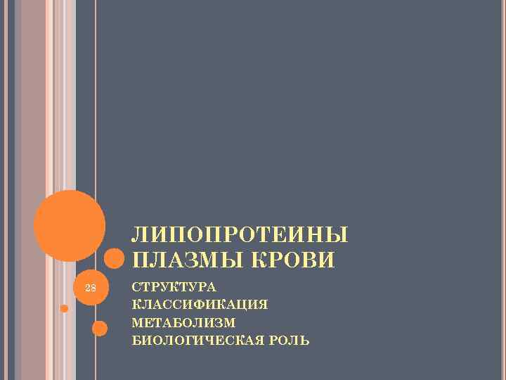 ЛИПОПРОТЕИНЫ ПЛАЗМЫ КРОВИ 28 СТРУКТУРА КЛАССИФИКАЦИЯ МЕТАБОЛИЗМ БИОЛОГИЧЕСКАЯ РОЛЬ 